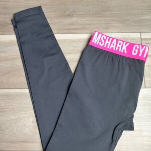 Gymshark Black Leggings with Pink Waistband
